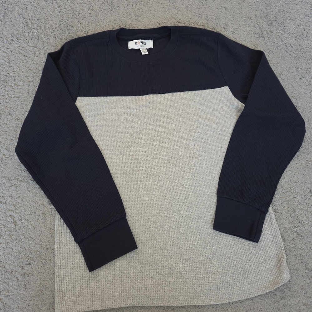 Colorblock Navy Gray Thermal Long Sleeve Winter Layering 8/10